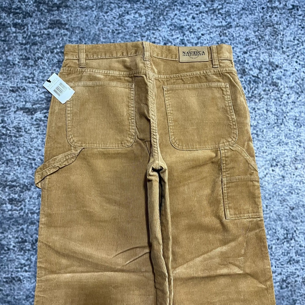 NWT Vintage Nautica Corduroy Pants Womens 6 (30x31) Tan‎ Carpenter Baggy Y2K - Picture 3 of 16